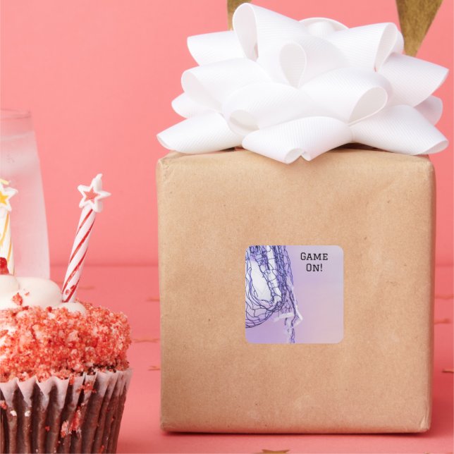  Birthday Purple Net & Volleyball Square Sticker (Party)