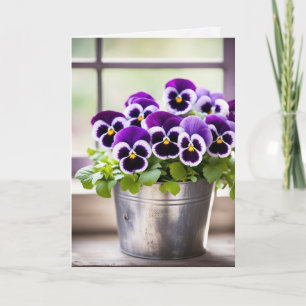 Birthday Purple Pansy Bouquet Card