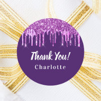 Birthday purple pink glitter drip favour thank you