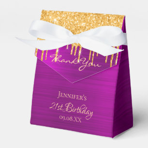 Birthday purple rainbow glitter gold thank you favour box
