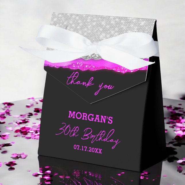 Birthday Purple Silver Glitter Name Thank You Favour Box (Creator Uploaded)