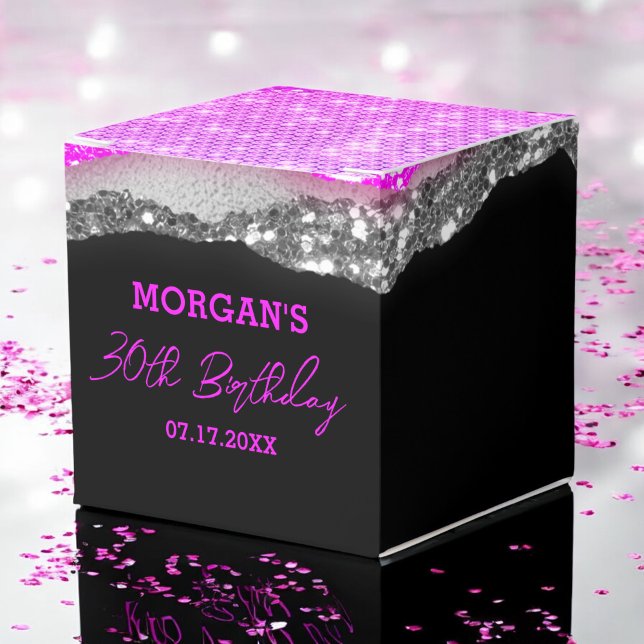 Birthday Purple Silver Glitter Name Thank You Favour Box (Creator Uploaded)