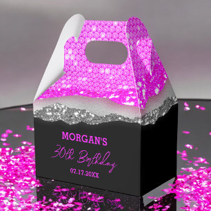 Birthday Purple Silver Glitter Name Thank You Favour Box