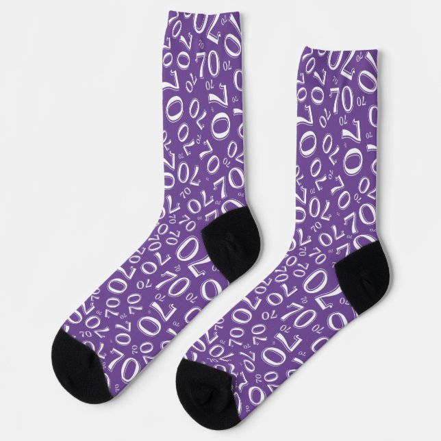 Birthday Purple/White Random Number Pattern 70 Socks (Left)