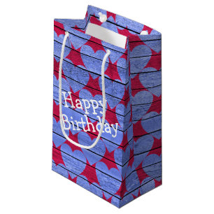 Birthday Purple Wood Heart Pattern Small Gift Bag