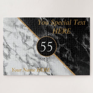 Birthday Puzzle By Year Text Black White Marble