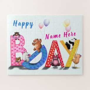 Birthday Puzzle Gifts Baby Bear Party Custom Name