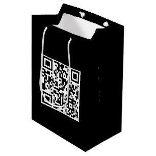 Birthday QR Code On Black Medium Gift Bag