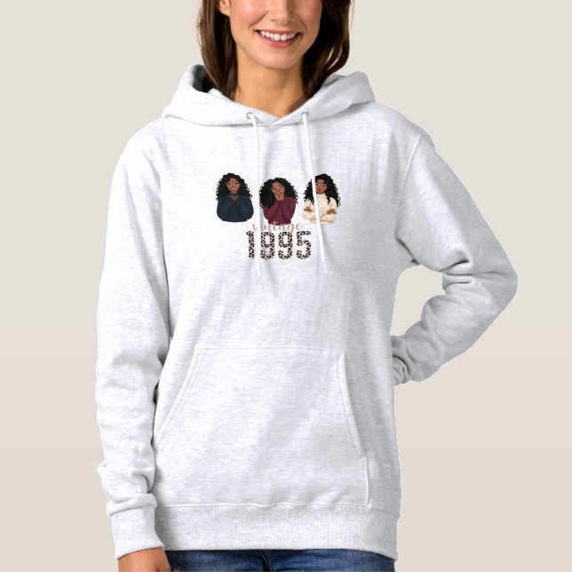 Birthday Queen 1995 Leopard Print Sudadera Hoodie (Front)