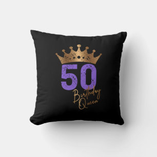 Birthday Queen 50 for 50th birthday vintage crown Cushion