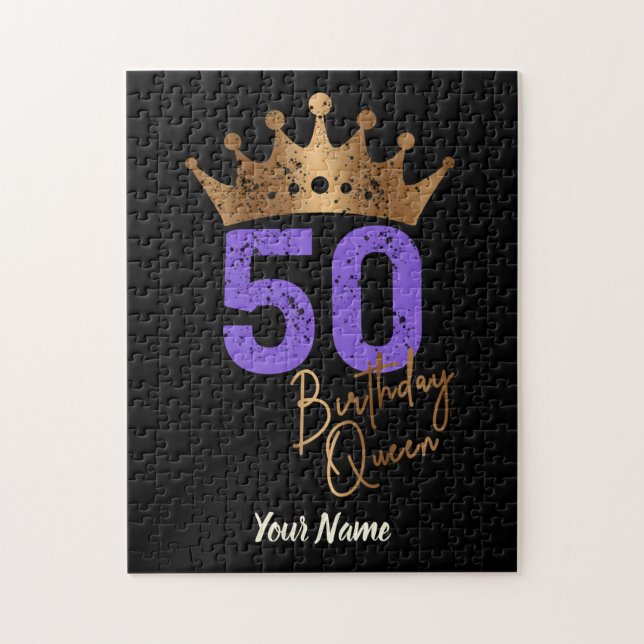 Birthday Queen 50 for 50th birthday vintage crown Jigsaw Puzzle (Vertical)