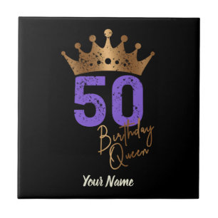 Birthday Queen 50 for 50th birthday vintage crown Tile