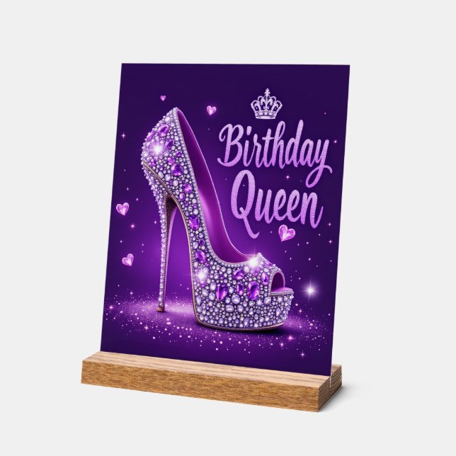 Birthday Queen  Acrylic Sign (Angle)