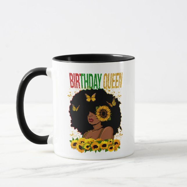 Birthday Queen Black Woman Mug (Left)