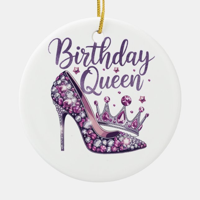 Birthday Queen Ceramic Tree Decoration (Front)