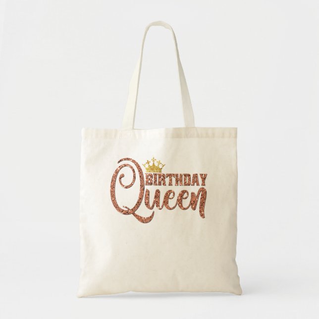 Birthday Queen Crown Gift Girly Rose Wife Bestie Tote Bag (Front)