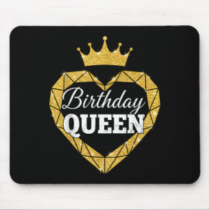Birthday Queen Crown Golden Sparkle Vibes Party Mouse Mat