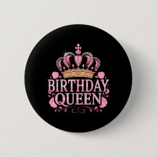 Birthday Queen Crown Pink Happy Birthday For Girls 6 Cm Round Badge