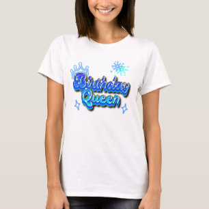 Birthday Queen Gradient Blue 80s Graffiti T-Shirt
