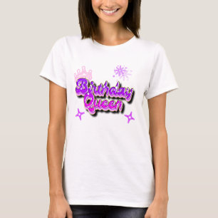 Birthday Queen Gradient Purple 80s Graffiti Look T-Shirt