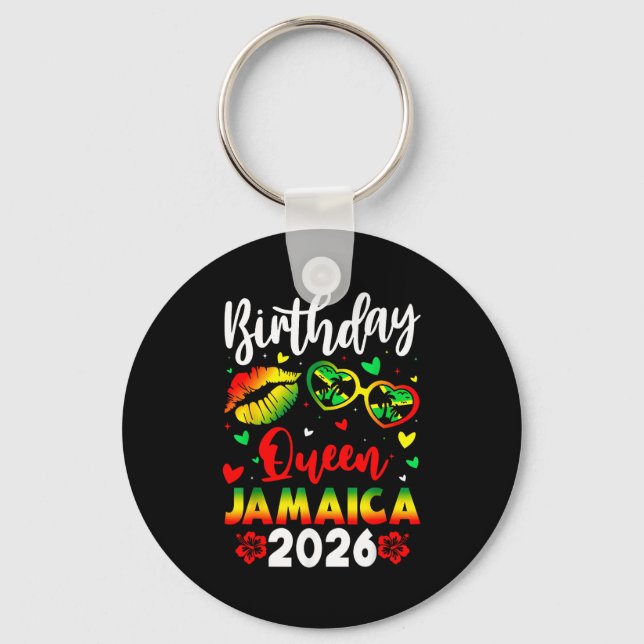 Birthday Queen Jamaica 2026 Funny Girls Trip 2026  Key Ring (Front)