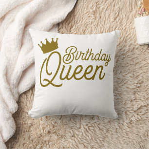 Birthday Queen Throw Pillow- Birthday Gift for Her Cushion