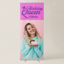 Birthday Queen Vertical Retractable Banner