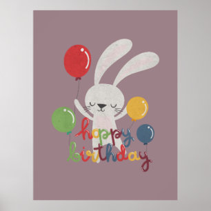 Birthday Rabbit Pun: Hoppy Birthday Poster