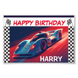 BIRTHDAY RACING CAR BANNER PHOTO PRINT