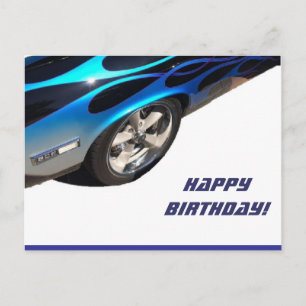 birthday racing car postcard