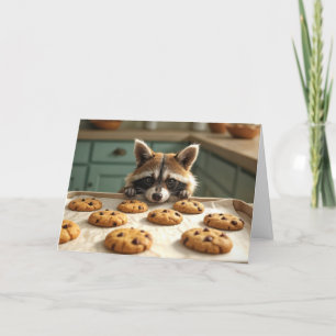 Birthday Racoon With Chocolate Chip Cookies Card