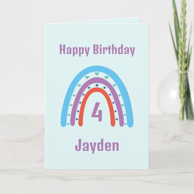 Birthday Rainbow Age Boho Card (Front)