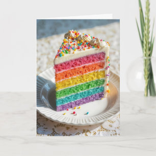 Birthday Rainbow Cake With Sprinkles Card