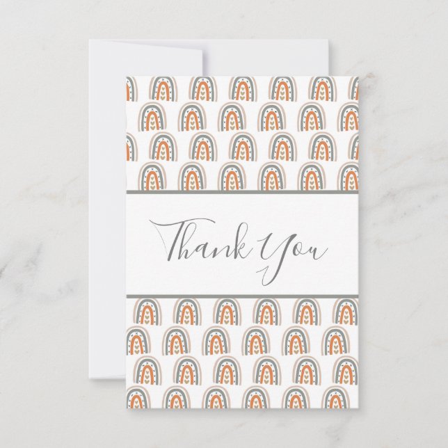 Birthday rainbow pattern white rose gold thank you card (Front)