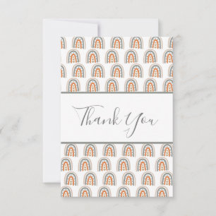 Birthday rainbow pattern white rose gold thank you card