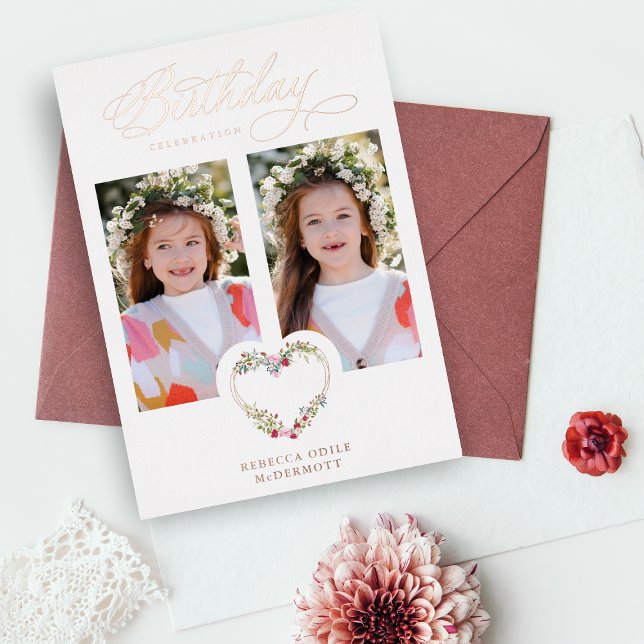 Birthday Real Rose Gold 2 Photos Floral Heart (Creator Uploaded)