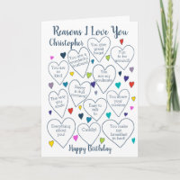 Birthday Reasons I Love You Personalised