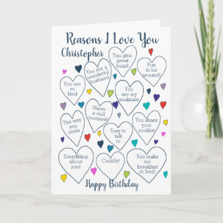 Birthday Reasons I Love You Personalised Card