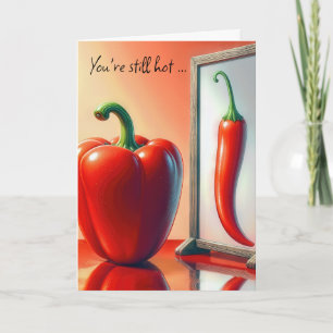 Birthday Red Bell Pepper Looking In a Mirror Card