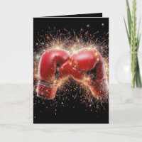 Birthday Red Boxing Gloves In Fireworks