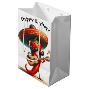 Birthday Red Chilli Pepper Musician Medium Gift Bag