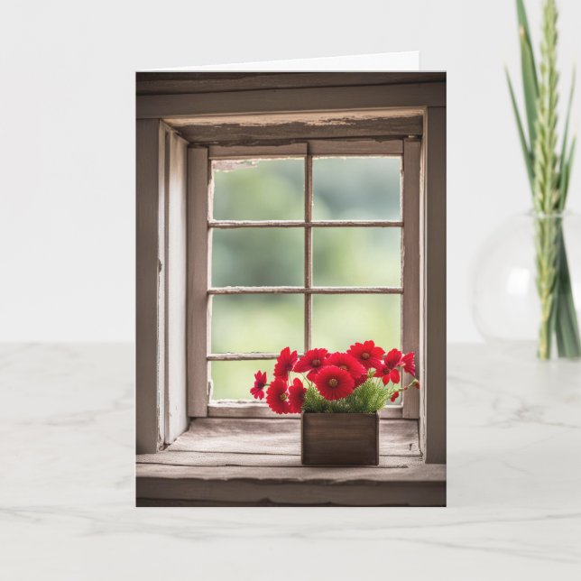 Birthday Red Gerbera Daisies In Box Card (Front)