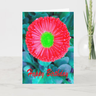 Birthday Red & Green Flower Card