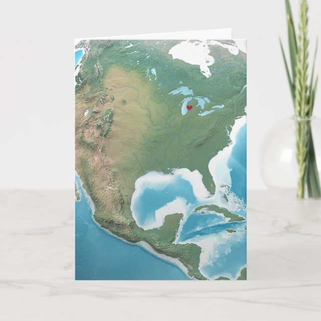 Birthday Red Heart On Planet Earth  Card (Front)