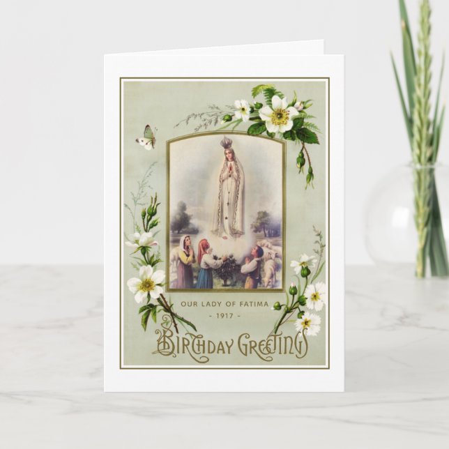 Birthday Religious Our Lady of Fatima VIrgin Mary Card (Front)