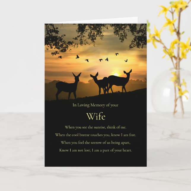 Birthday Remembrance for Late Wife Spiritual Card (Yellow Flower)