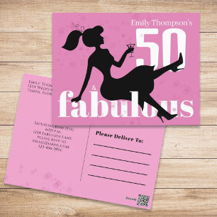 Birthday Retro 50 and Fabulous Martini Cocktail   Postcard