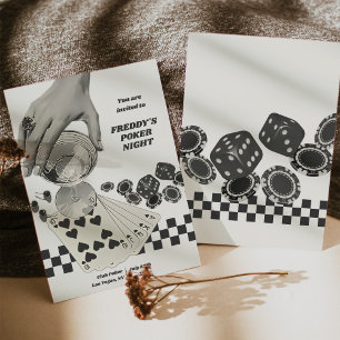 Birthday Retro Poker Night Cocktail Party Invite