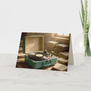 Birthday Retro Portable Record Player Card