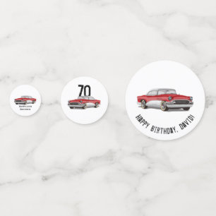 Birthday Retro Red and White Buick Confetti